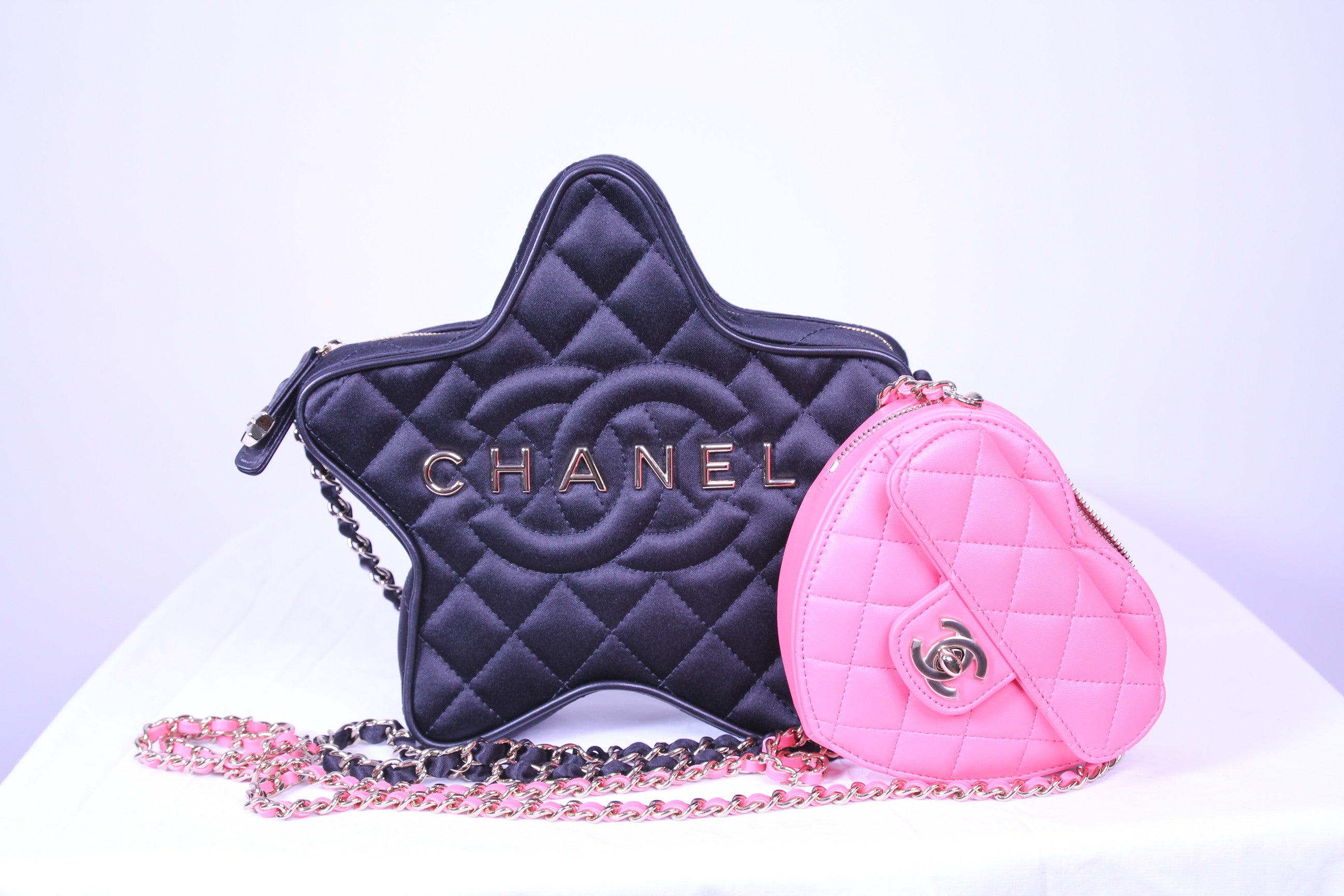 Chanel 2024 Cruise Star Bag Black, Chanel Small Pink Heart Bag