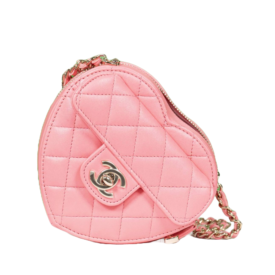 Chanel Pink Heart Bag 22S CC In Love Barbie Leather Crossbody bag  Valentines | eBay